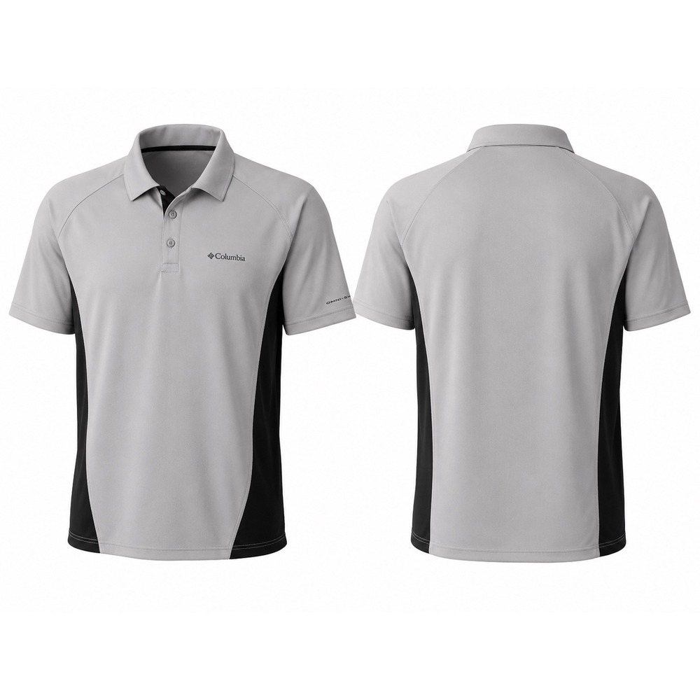 Columbia Omni-Shade Polo Shirt Mens XL Gray Black Colorblock UPF Outdoor